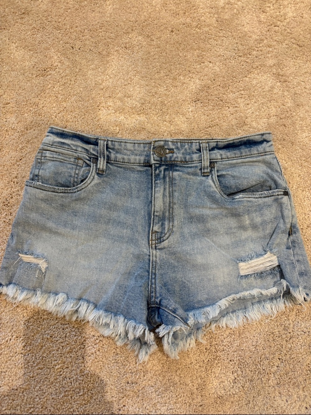 Gently Used Kut from the Kloth Jane Hi Rise Light Blue Distressed Shorts Size 6